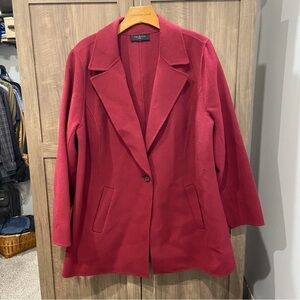 Talbots Plus Jacket 14W Double Face Flannel Wool Blend Maroon